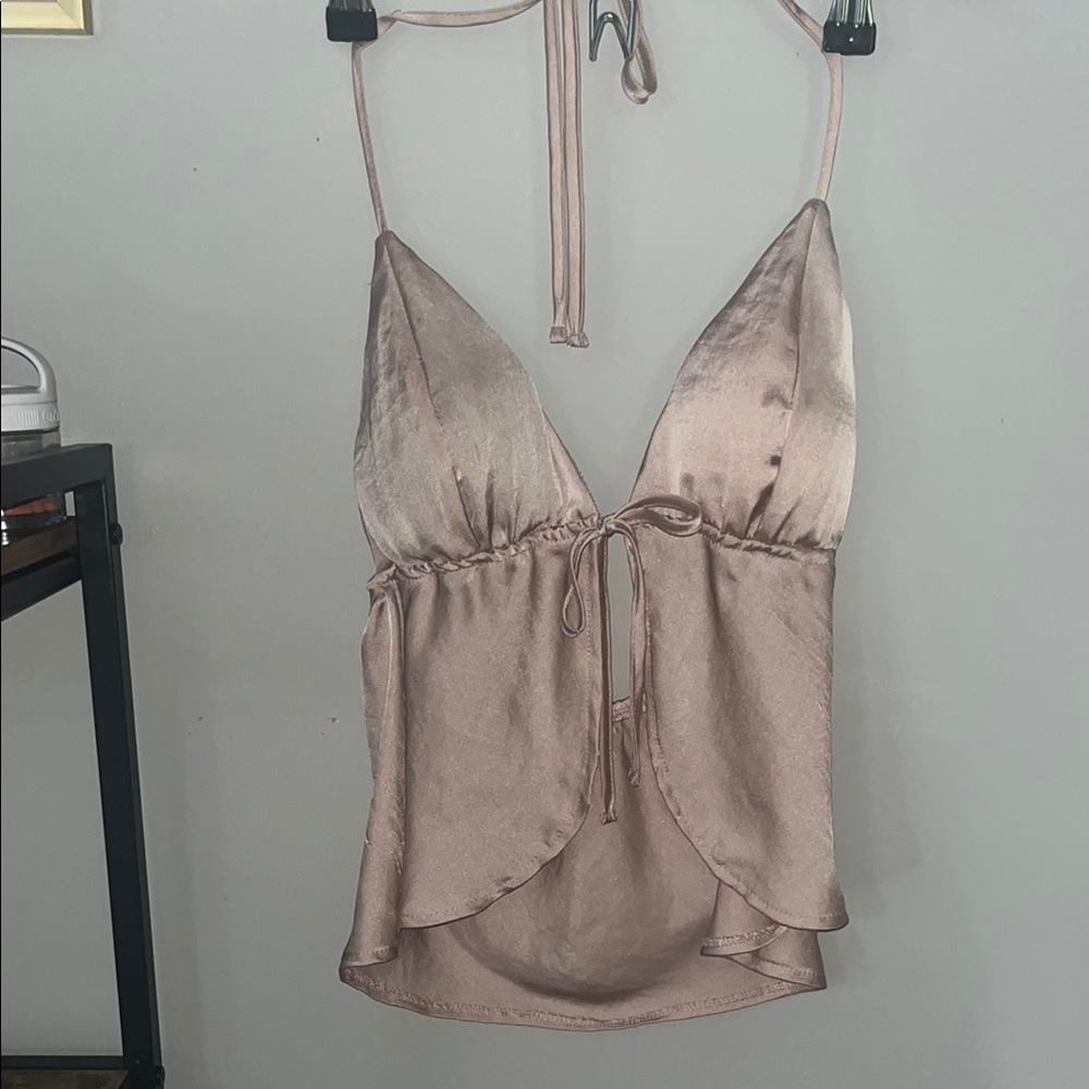 Garage Satin Tank Top - Rose Gold
